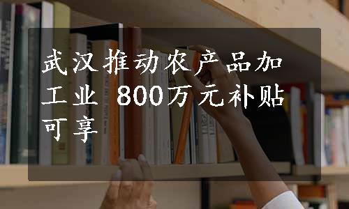 武汉推动农产品加工业 800万元补贴可享