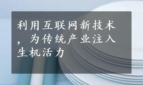 利用互联网新技术，为传统产业注入生机活力