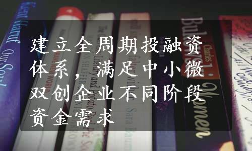 建立全周期投融资体系，满足中小微双创企业不同阶段资金需求