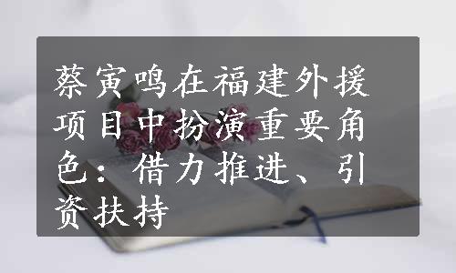 蔡寅鸣在福建外援项目中扮演重要角色：借力推进、引资扶持