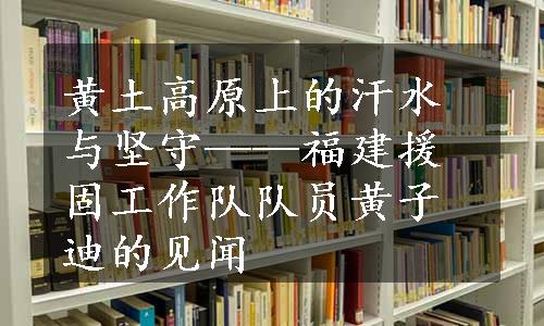 黄土高原上的汗水与坚守——福建援固工作队队员黄子迪的见闻