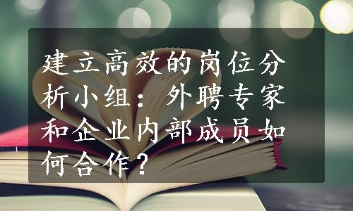 建立高效的岗位分析小组：外聘专家和企业内部成员如何合作？