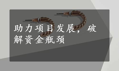 助力项目发展，破解资金瓶颈