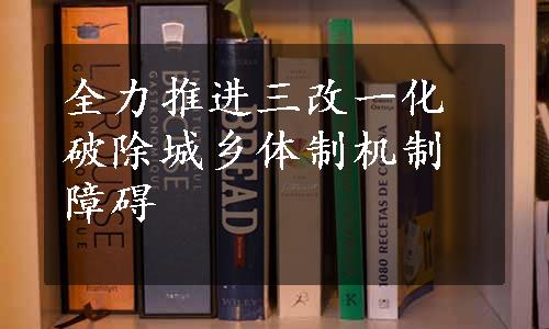 全力推进三改一化破除城乡体制机制障碍