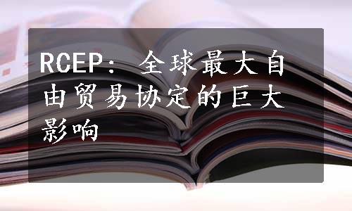 RCEP: 全球最大自由贸易协定的巨大影响