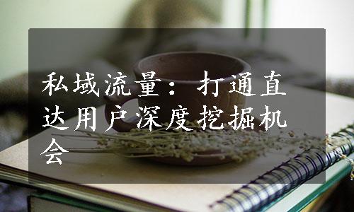 私域流量：打通直达用户深度挖掘机会