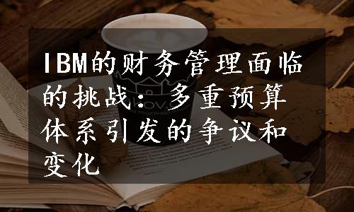 IBM的财务管理面临的挑战：多重预算体系引发的争议和变化