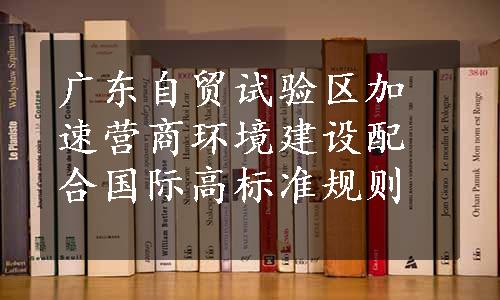 广东自贸试验区加速营商环境建设配合国际高标准规则