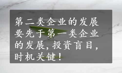 第二类企业的发展要先于第一类企业的发展,投资盲目，时机关键！