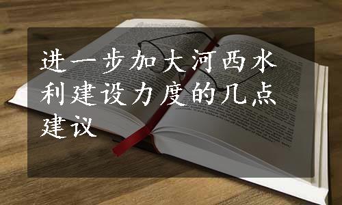 进一步加大河西水利建设力度的几点建议