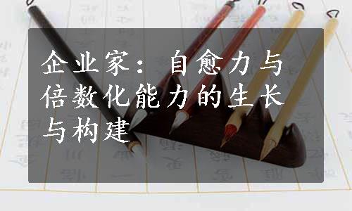 企业家：自愈力与倍数化能力的生长与构建