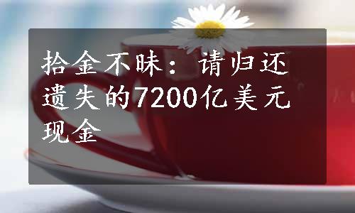 拾金不昧：请归还遗失的7200亿美元现金