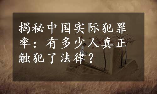 揭秘中国实际犯罪率：有多少人真正触犯了法律？