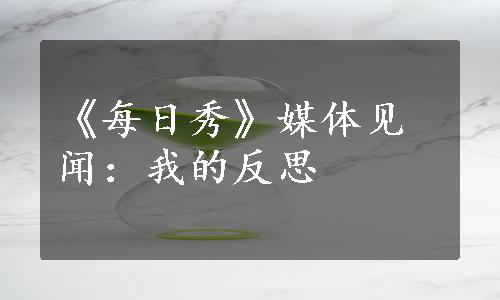 《每日秀》媒体见闻：我的反思