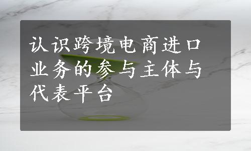 认识跨境电商进口业务的参与主体与代表平台