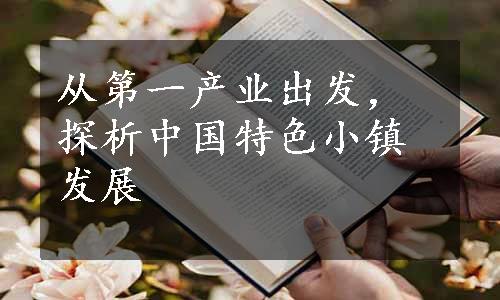 从第一产业出发，探析中国特色小镇发展