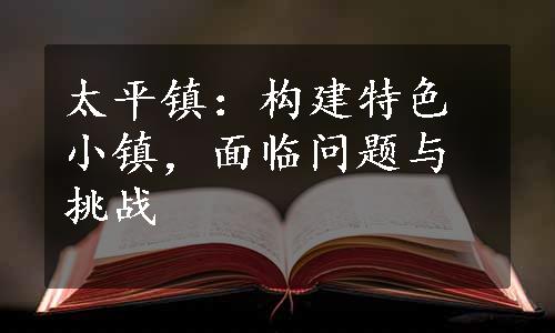 太平镇：构建特色小镇，面临问题与挑战