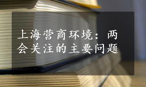 上海营商环境：两会关注的主要问题