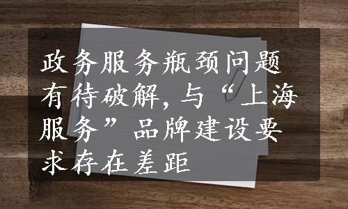 政务服务瓶颈问题有待破解,与“上海服务”品牌建设要求存在差距