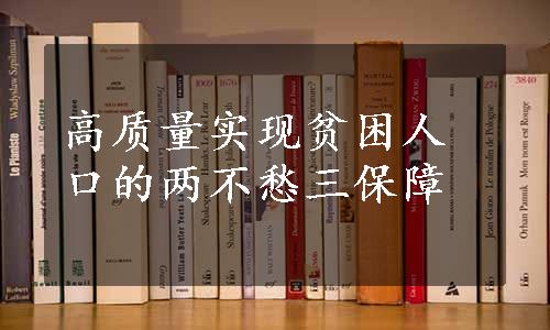 高质量实现贫困人口的两不愁三保障