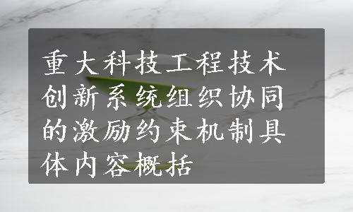 重大科技工程技术创新系统组织协同的激励约束机制具体内容概括