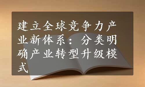 建立全球竞争力产业新体系：分类明确产业转型升级模式