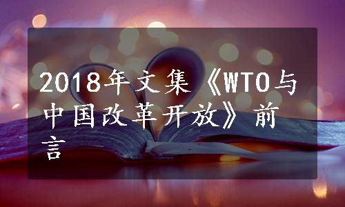 2018年文集《WTO与中国改革开放》前言