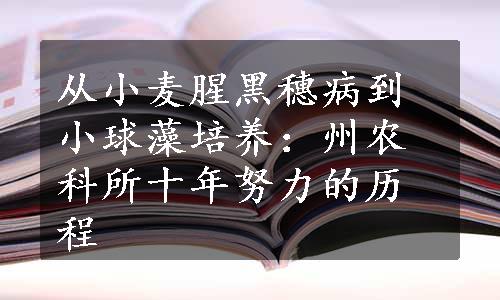 从小麦腥黑穗病到小球藻培养：州农科所十年努力的历程