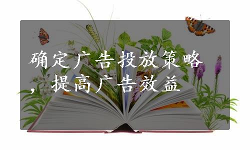 确定广告投放策略，提高广告效益