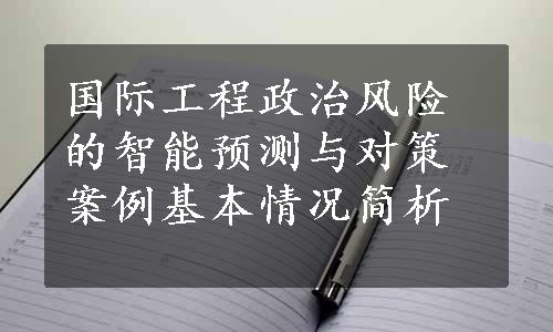 国际工程政治风险的智能预测与对策案例基本情况简析