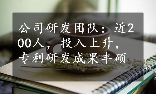 公司研发团队：近200人，投入上升，专利研发成果丰硕