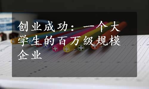 创业成功：一个大学生的百万级规模企业