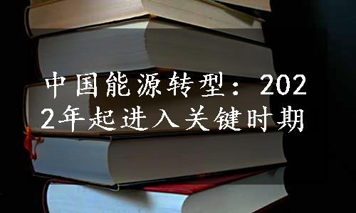 中国能源转型：2022年起进入关键时期