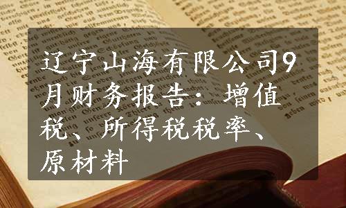 辽宁山海有限公司9月财务报告：增值税、所得税税率、原材料