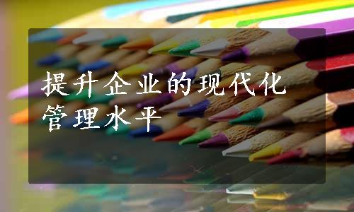 提升企业的现代化管理水平