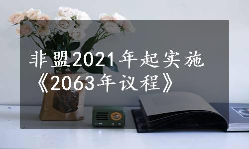 非盟2021年起实施《2063年议程》