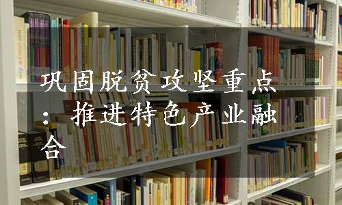 巩固脱贫攻坚重点：推进特色产业融合