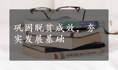 巩固脱贫成效，夯实发展基础