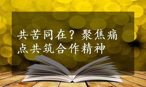 共苦同在？聚焦痛点共筑合作精神