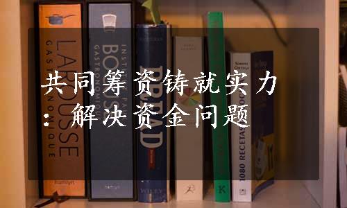 共同筹资铸就实力：解决资金问题