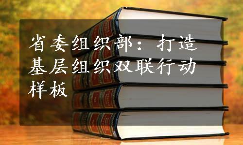 省委组织部：打造基层组织双联行动样板