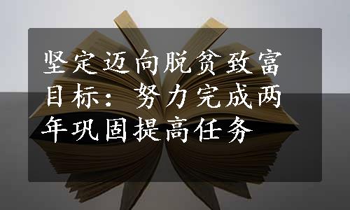 坚定迈向脱贫致富目标：努力完成两年巩固提高任务