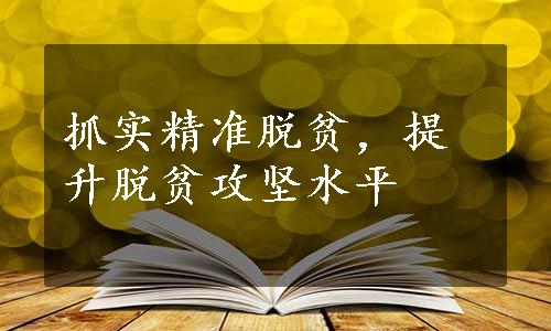 抓实精准脱贫，提升脱贫攻坚水平