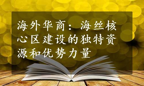 海外华商：海丝核心区建设的独特资源和优势力量