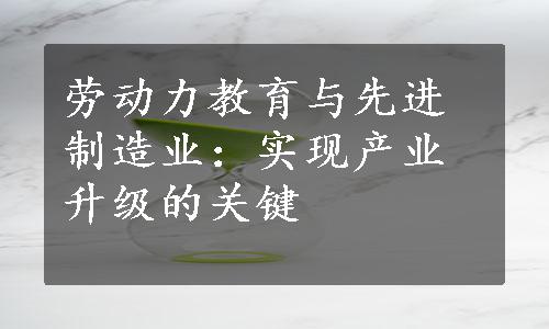 劳动力教育与先进制造业：实现产业升级的关键