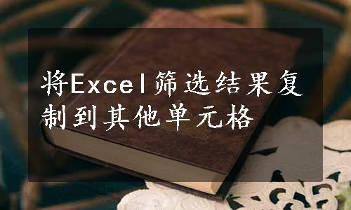 将Excel筛选结果复制到其他单元格