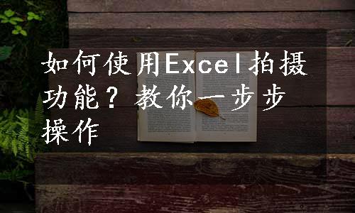 如何使用Excel拍摄功能？教你一步步操作