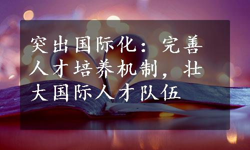 突出国际化：完善人才培养机制，壮大国际人才队伍