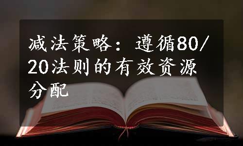 减法策略：遵循80/20法则的有效资源分配