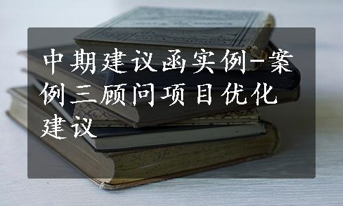 中期建议函实例-案例三顾问项目优化建议